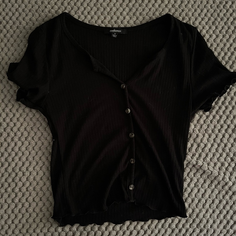 Black buttoned down with faux buttons